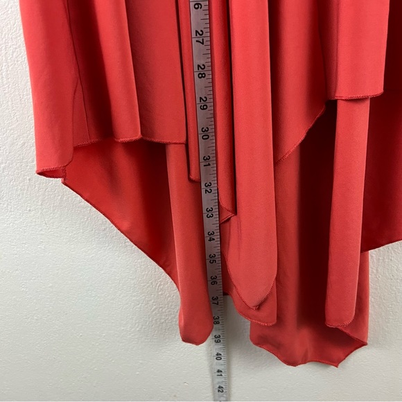Sun Kim 2X Asymmetrical Pleated Corally Orange Sleeveless Stretchy Blouse Top - Picture 8 of 11